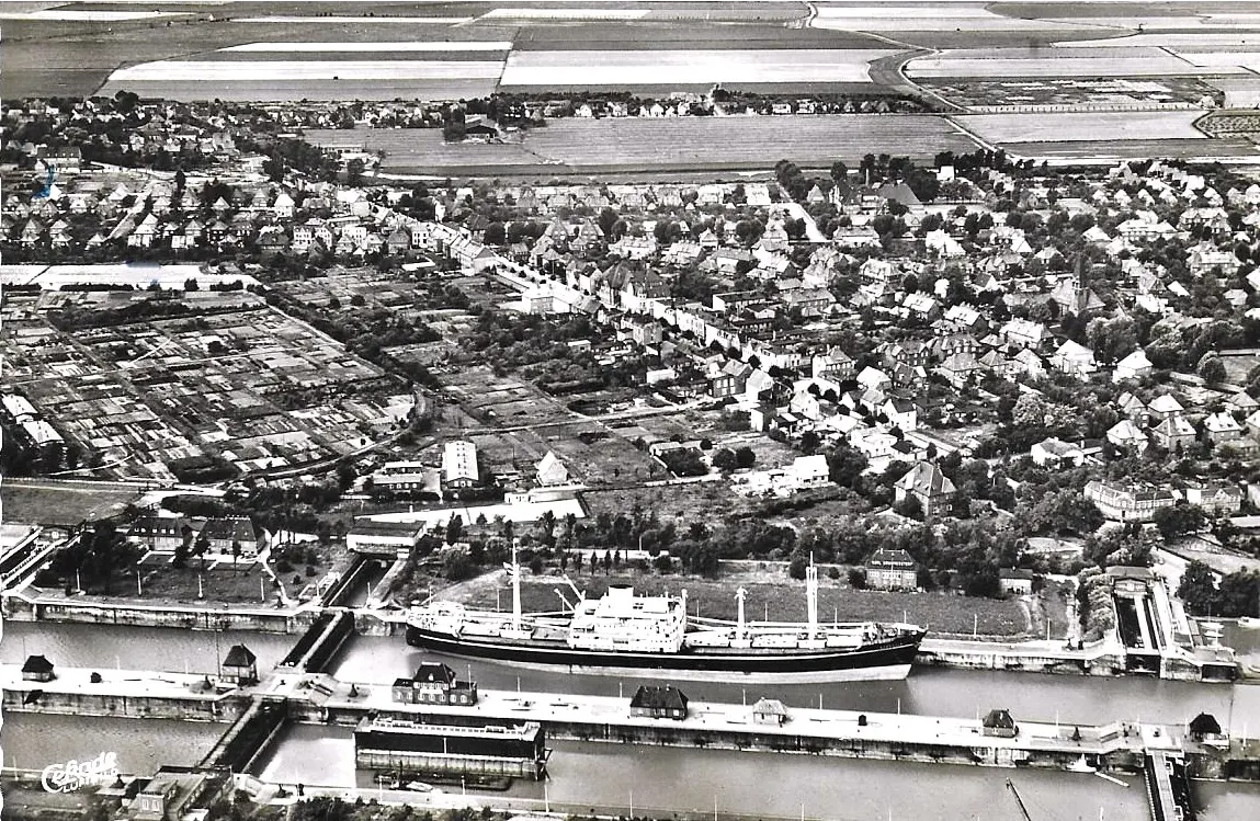 Brunsbüttlkoog ca 1955, Luftaufnahme